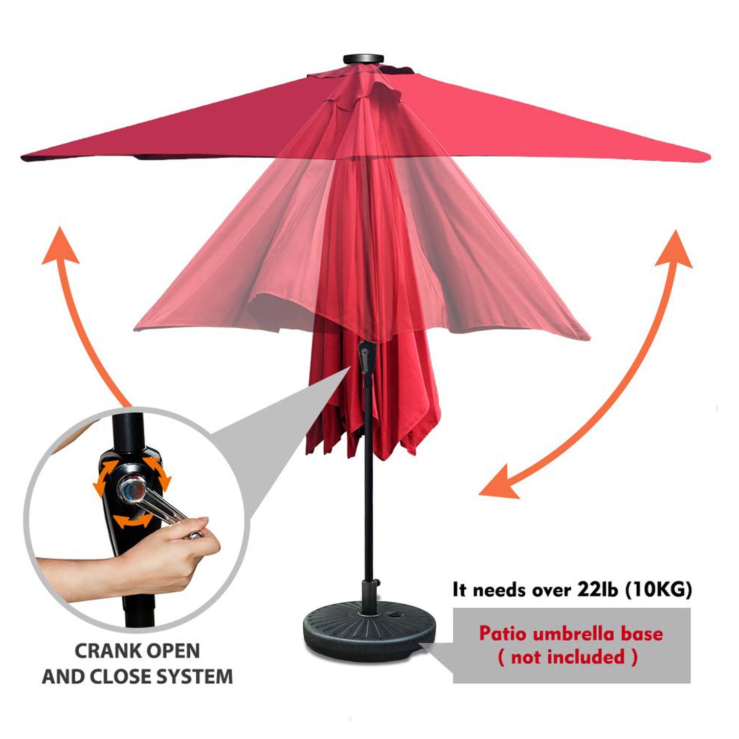 Outdoor Patio Umbrella Red